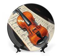 LPSADGF Violino spartito musica piatti decorativi in ceramica piatti decorativi per esposizione piatto da pranzo in stile bohémien con espositore piatto cinese per la decorazione domestica 25,4 cm