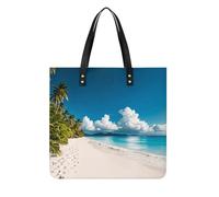 LPSADGF White Beach Tropical Sea Tote Bags per le donne borsa in pelle borsa per il trucco con fibbia magnetica design casual borsa