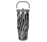 LPSADGF Zebra Print - Bicchiere da 880 ml con cannuccia, tazza da viaggio isolata in acciaio inox con manico, design a doppia parete, coperchio a prova di perdite, mantiene le bevande calde/fredde per