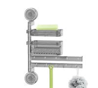 Lpsdssre Scaffale portaoggetti da bagno, montaggio a parete, organizer per asciugamani, facile da pulire, compatto, 25,5 × 8,8 × 35 cm, per il bagno