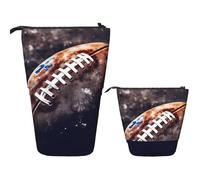 LPSRTWE Astuccio telescopico con robot nero, portapenne in piedi, grazioso portapenne, organizer pop-up per cosmetici, con cerniera, astuccio portatile per ufficio, Football americano, One Size