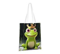 LPSRTWE Borsa tote in tela resistente borse riutilizzabili per la spesa borse della spesa borse regalo rana corona borse regalo per le donne