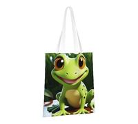 LPSRTWE Borsa tote in tela resistente borse riutilizzabili per la spesa borse della spesa carino rana sacchetti regalo per le donne