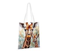 LPSRTWE Borsa tote in tela resistente borse riutilizzabili per la spesa borse per la spesa acquerello cervo giraffa borse regalo per le donne