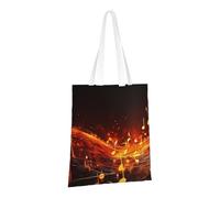 LPSRTWE Borsa tote in tela resistente borse riutilizzabili per la spesa borse per la spesa borse per la spesa con fiamma rossa note musicali borse regalo per donne, nero, taglia unica
