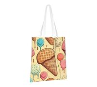 LPSRTWE Borsa tote in tela resistente borse riutilizzabili per la spesa borse per la spesa gelato e waffle sacchetti regalo per le donne