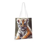 LPSRTWE Borsa tote in tela resistente, riutilizzabile, borsa per la spesa e la spesa, borsa regalo carina tigre, per donne, nero, taglia unica