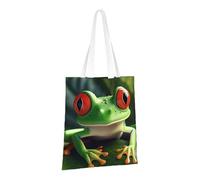 LPSRTWE Borsa tote in tela resistente, riutilizzabile, per la spesa, borsa per la spesa, graziosa rana, sacchetti regalo per donne, nero, taglia unica