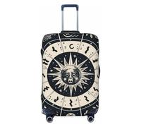 LPSRTWE Copertura per bagagli da viaggio antigraffio per valigia, protezione elastica spessa per bagagli, lavabile, con segno zodiacale, adatta per bagagli da 45-81 cm, nero, Small