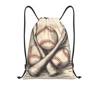 LPSRTWE Zaino con coulisse Borsa impermeabile con corde per mazze da baseball disegnate a mano e borsa da palestra leggera per sport e palestra, nero, medio, zaini da viaggio