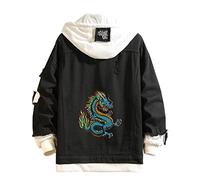 Lpstop Felpa con Cappuccio Drago Cinese Giacca in Stile Drago Disegnato a Mano Felpe Leggere con Stampa Animalier per Uomini Donne