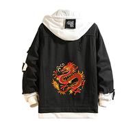 Lpstop Felpa con Cappuccio Drago Cinese Giacca in Stile Drago Disegnato a Mano Felpe Leggere con Stampa Animalier per Uomini Donne