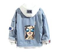 Lpstop Felpa con cappuccio in denim per ragazze adolescenti Giacca di jeans blu Ragazza con il rivestimento del denim di stile Felpa con cappuccio Y2K Fashion da donna