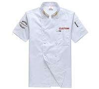 Lpstop Giacche da chef personalizzate Camicia da chef a maniche corte ricamata con grembiule e cappello, set completo