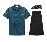 Lpstop Giacche da chef personalizzate Camicia da chef a maniche corte ricamata con grembiule e cappello, set completo