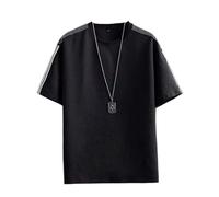 Lpstop Magliette in Lino da Uomo Pantaloncini Girocollo Casual Maglietta in Lino Tee Sportiva per L'Estate