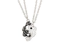 LPYO 2 collane con ciondolo Yin Yang Friend per donne uniche Tai Chi Bagua Pesce Coppia Collana Bianco e Nero Yin Yang Splicing Collane BFF Amicizia Bestie Fidanzamento BFF Gioielli, Zinco, Nessuna