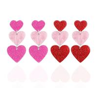 LPYO 2 paia di orecchini a forma di cuore, da donna, alla moda, rossi, rosa acceso, orecchini pendenti romantici a forma di cuore, Medium, Acrilico, Nessuna pietra preziosa