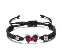 LPYO Braccialetti a farfalla da donna con ciondoli colorati intrecciati regolabili braccialetti a farfalla carino fatto a mano Boho regolabile corda intrecciata per coppie donne amicizia migliore