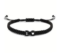 LPYO Braccialetti con iniziali a forma di cuore, per donne e uomini, fatti a mano, regolabile, in corda intrecciata, braccialetto coordinato per coppie, migliori amici, lettere dalla A alla Z