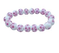 LPYO Braccialetto da donna con perline in porcellana elegante stile vintage blu fiore in ceramica braccialetto cinese Celadon braccialetto da polso braccialetti girasole, Elastic, Porcellana, Nessuna