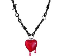 LPYO Collana da donna con ciondolo a forma di cuore con sangue che cade per Halloween, stile gotico vintage, Y2k, in velluto nero, con ciondolo a forma di cuore rosso, collana con ciondolo a forma di