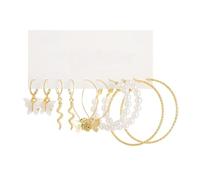 LPYO Set di 5/6 paia di orecchini da donna delicati orecchini a cerchio con perle finte grandi orecchini a cerchio con perle intrecciate grosse orecchini a perno con perle intrecciate multipack