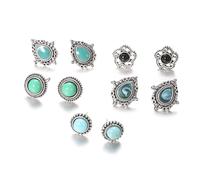 LPYO Set di orecchini a perno da donna, stile vintage, da cowgirl occidentale, a goccia, rotondi, turchese, bohémien, geometrici, paesi occidentali, idea regalo, Small, Zinco, Turchese