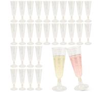 LPZMPZ 30 Pezzi Flute da Champagne Eleganti in Plastica 150ml, Calici Plastica Rigida, Bicchieri Vino Plastica Riutilizzabili, Trasparenti, Resistenti, per Feste, Compleanni, Matrimoni