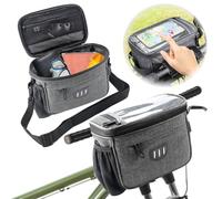 LPZMPZ Borsa da Bicicletta Manubrio Anteriore Bici 5 Litri Gravel Mtb Bikepacking elettrica Impermeabile da Corsa con Tasca in Rete, Touchscreen in Tpu, Nastro Riflettente
