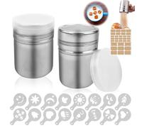 LPZMPZ Spargi Zucchero Spargizucchero a Velo e Dosatore Cacao Setaccio in Polvere Acciaio Inossidabile Shaker con Dosatore Tappo Spargitore per Coperchio Farina caffè Il Cacao Cappuccino