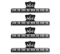 LQ Industrial Porta pagine musicali, 4 pezzi, 15 mm, in plastica nera, clip fisse per spartiti musicali, per chitarra, violino e pianoforte, 4 pezzi