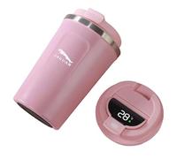 LQFC Auto Borraccia da Viaggio per Jaguar C-X16 E-Pace F-Pace F-Type I-Pace S-Type,Tazza da Viaggio Borraccia con Logo dell'auto Bottiglia Termica Display Temperatura Intelligente,Pink