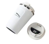 LQFC Auto Borraccia da Viaggio per Jaguar C-X16 E-Pace F-Pace F-Type I-Pace S-Type,Tazza da Viaggio Borraccia con Logo dell'auto Bottiglia Termica Display Temperatura Intelligente,White