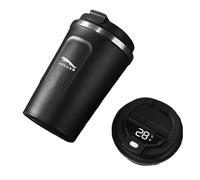 LQFC Auto Borraccia da Viaggio per Jaguar C-X16 E-Pace F-Pace F-Type I-Pace S-Type,Tazza da Viaggio Borraccia con Logo dell'auto Bottiglia Termica Display Temperatura Intelligente,Black