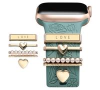 LQIOACU 5 Pezzi Anelli Decorativi Smartwatch, Accessori per smartwatch, Per Cinturino Appl e Watch 40mm 44mm 41mm 45mm 38mm 42mm Anelli Decorativi, Per la Festa della Mamma e San Valentino, A