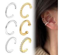 LQIOACU 6 Pezzi Orecchini senza buco, Orecchini donna, Orecchini da donna, Orecchini clip donna, Orecchini a clip donna, Orecchini ear cuff donna, Ear cuff argento+oro
