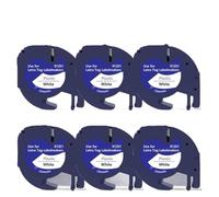 LQNXAVUD 6pcs 12mm nero su nastro di etichettatura trasparente compatibile con LT100H Labeller Sostituzione per 12267 16952 16951 MODELLI IN Viso di plastica universale(Black on White 91201)