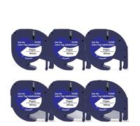 LQNXAVUD 6pcs 12mm nero su nastro di etichettatura trasparente compatibile con LT100H Labeller Sostituzione per 12267 16952 16951 MODELLI IN Viso di plastica universale(Black on White 91200)