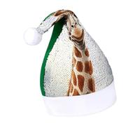 LQPMNK Cappello di Natale, stampa intelligente giraffa, copricapo invernale per feste e vacanze, cappello di Babbo Natale, caldo e morbido copricapo per le vacanze