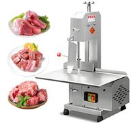 LQQYJSM Sega A Nastro Elettrica Carne, Sega A Nastro 750 W per Il Taglio delle Ossa, Tagliacarne Commerciale in Acciaio Inossidabile, Spessore di Taglio 0-13 Cm per Ossa/Carne con 6 Lame