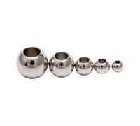 LQRCTRY Perline a foro largo, Confezione da 50 perline rotonde cave in acciaio inossidabile con foro grande, diverse misure(Silver-8mm With 5mm Hole)