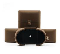 LQRCTRY Scatola portaoggetti per anelli in legno, confezione da 3 scatole per anelli con ciondolo singolo o doppio in velluto multicolore (Dark Brown, Pendant Box)