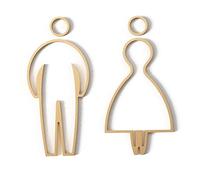 LQRCTRY Segnale di ripristino, Cartelli for WC in Lega di Alluminio for Uomo e Donna, Confezione da 2, Neri e Oro, 15x7,3 cm e 20x9,6 cm(Gold,15 * 7.3cm)