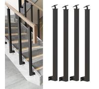 LQSYBHD 4 Pali per Balaustre In Acciaio per Scale Ad Alta Resistenza, Pali per Ringhiere in Metallo Regolabili A 270°, Perni per Ringhiere da 35'' di Altezza con Base A Staffa Piat(Size:95cm/37.4inch)