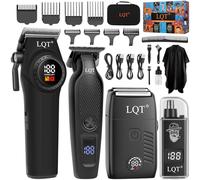 LQT Kit per la toelettatura da uomo con tagliacapelli professionale, tagliacapelli e tagliacapelli senza fili, rasoio a doppia lamina e trimmer per naso, display a LED, leva regolabile, pettini
