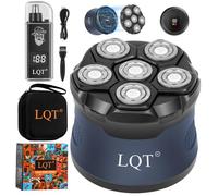 LQT Rasoio da testa per uomini calvi, rasoio a testa bagnata e asciutta, rasoio ricaricabile con display LED, rasoio a testa galleggiante 6D con lame magnetiche staccabili (blu)