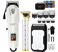 LQT Set di rasoi e tagliabarba da uomo, senza fili, professionale, con leva regolabile e grande capacità della batteria, rasoio elettrico da uomo, ideale per barbieri domestici