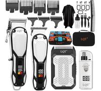 LQT Tagliacapelli da uomo, 4 pezzi, con display a LED bianco, set di tagliacapelli elettrico professionale per barba da uomo, rasoio per naso e orecchie, con custodia, regali da uomo