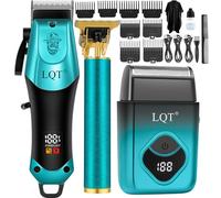 LQT Tagliacapelli professionale da uomo, kit e set di regolabarba, rasoi elettrici, tagliacapelli e trimmer lama a T in ceramica, per barbiere, regali per uomini (blu)